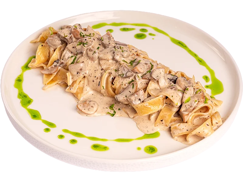 Fettuccine with truffle creamy mushroom sauce