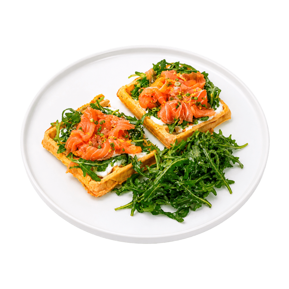 Zucchini Waffle with Salmon